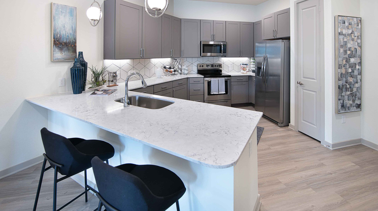Spacious kitchen with large island