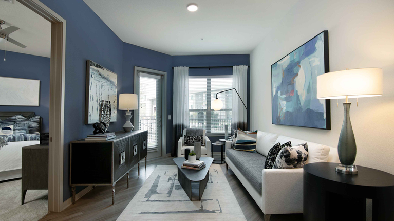 Living room with ample natural light