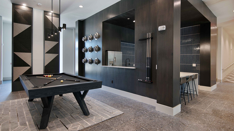 Entertainment lounge with billiards and games