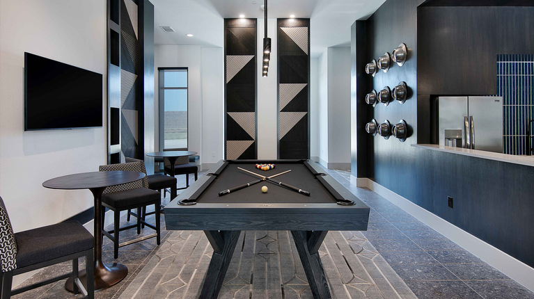 Entertainment lounge with billiards and gaming