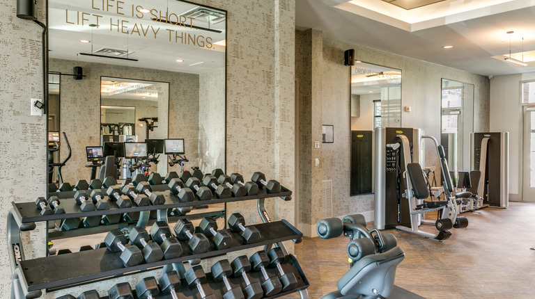 Fitness center with free weights