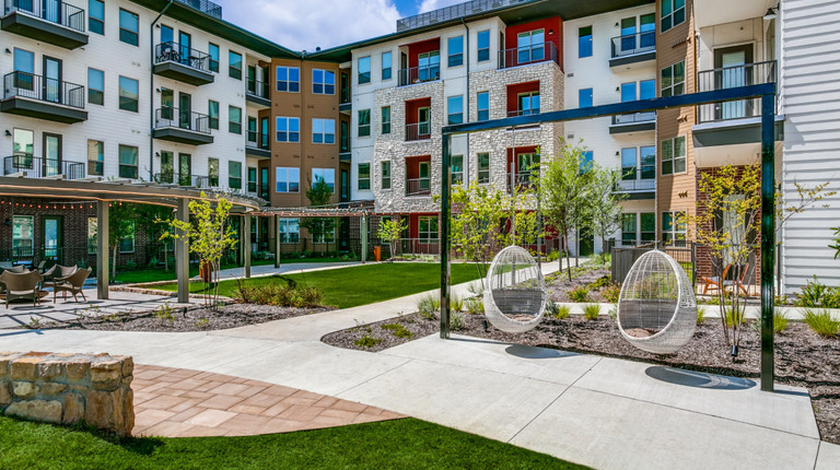 Outdoor courtyard and building exterior