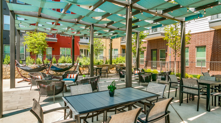 Shaded lounge space