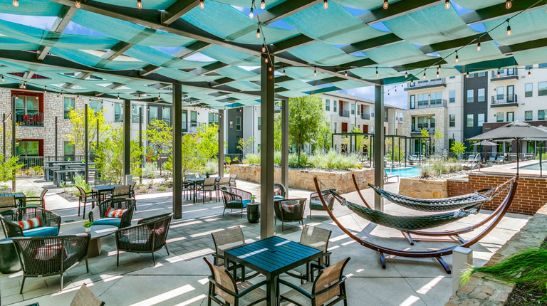 Shaded lounge space