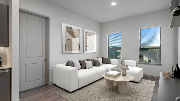 Living room with neutral decor